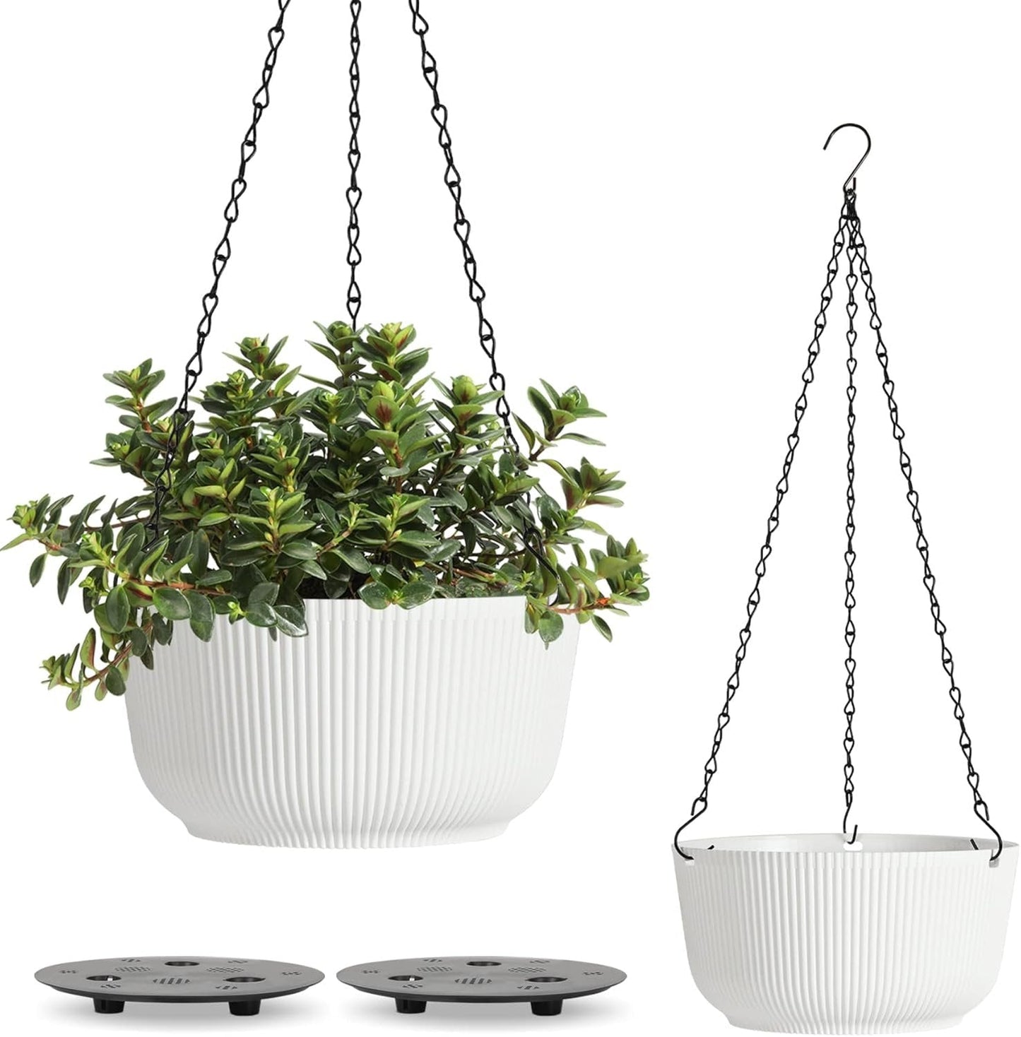 White Hanging Flower Pot with Drainage Hole & Plug