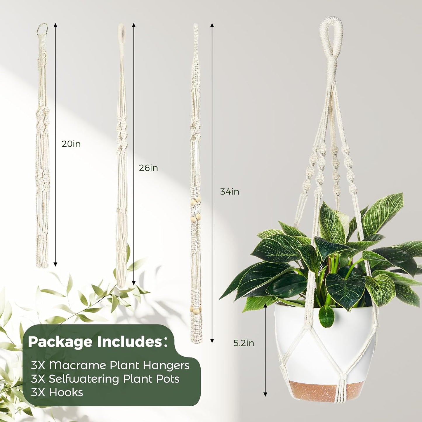 Hanging Planters Indoor Outdoor Plants 3 Set