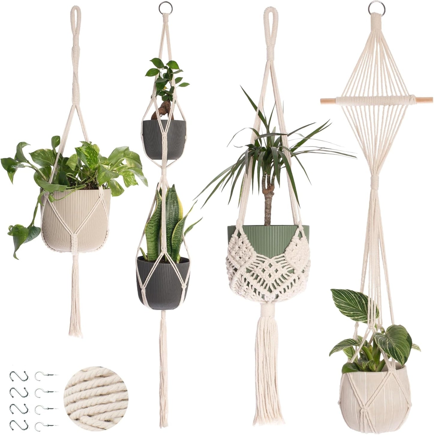 4-Pack Macrame Plant Hanger