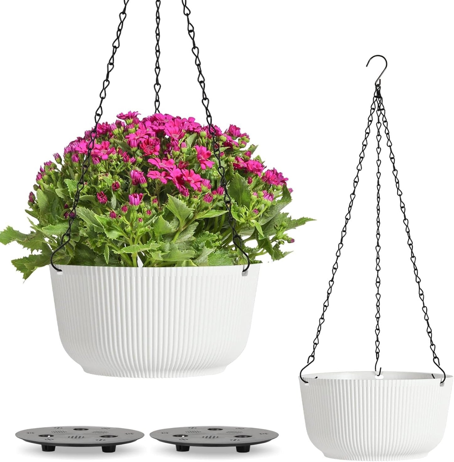 White Hanging Flower Pot with Drainage Hole & Plug