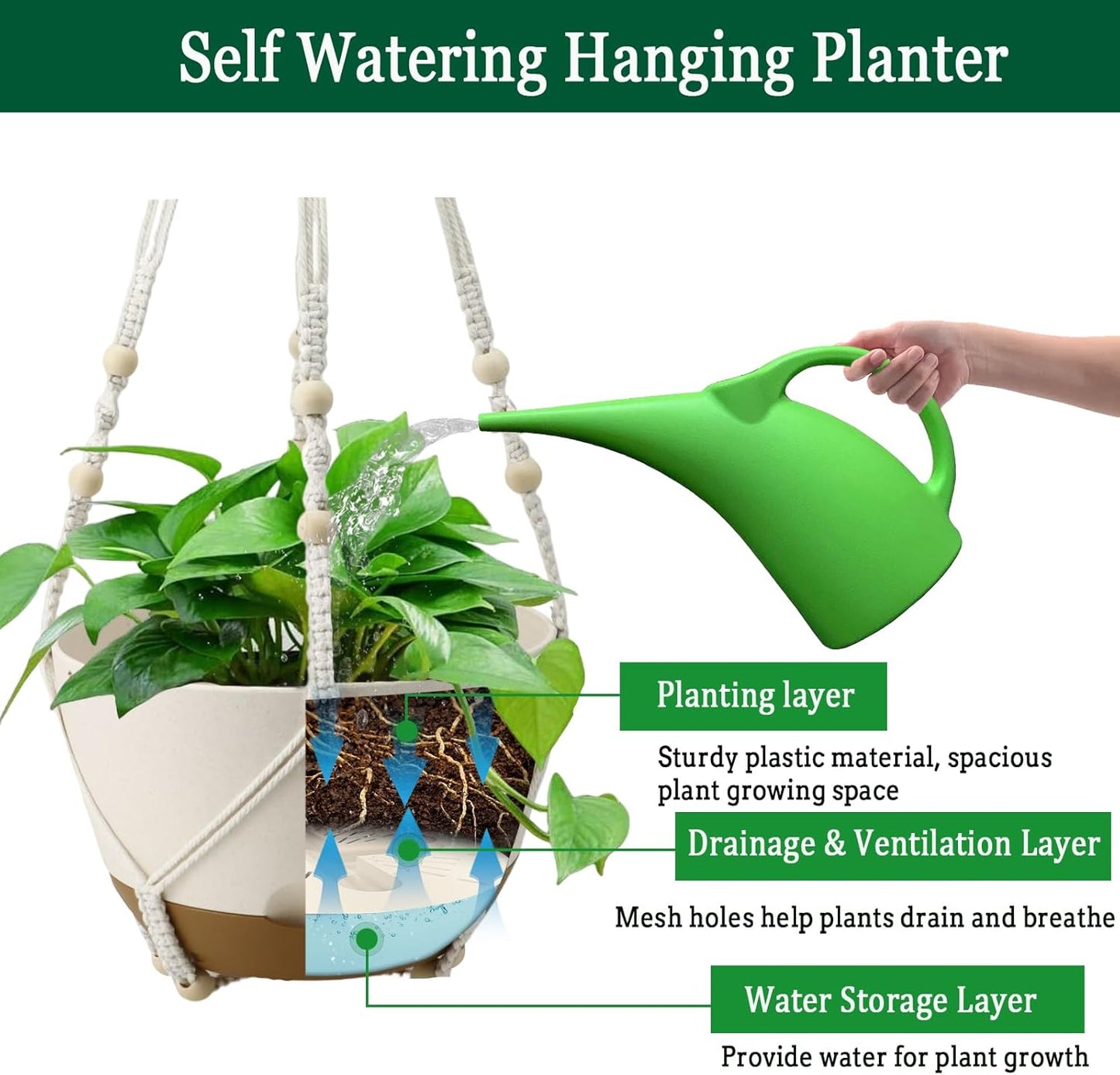 Koalaime Hanging  Flower Planter Pots Self Watering