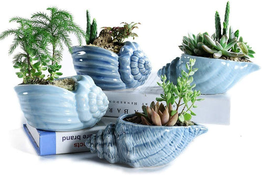 Plant Pots - Ocean Series Ceramic Base Serial Set of 4